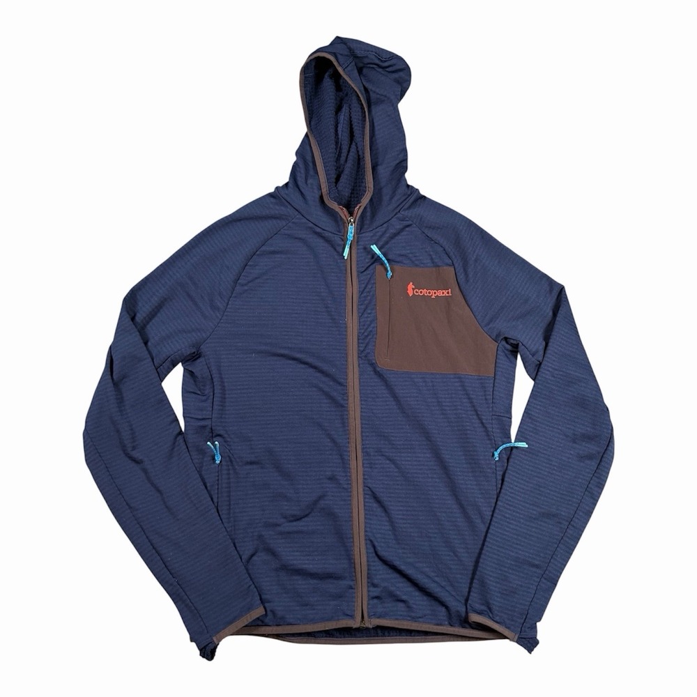 Cotopaxi Otero Full-Zip Fleece Hoodie Mens Size Medium Grid Tech Navy Blue
